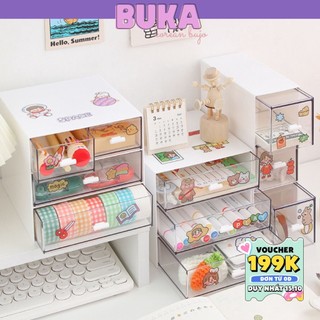 Tủ kệ nhiều ngăn trong suốt trang trí bàn học Desk Decor đựng vừa bút BUKAvn