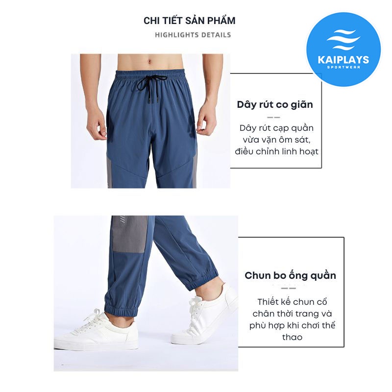 Quần thể thao nam dài, quần jogger nam nhanh khô thoáng khí KAIPLAYS Quần chạy bộ nam, quần tập gym, chơi cầu lông KP071