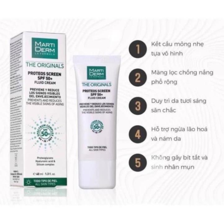 Kem chống nắng MartiDerm The Proteos Screen SPF50+++ 40ml - Giúp Da Tươi Tắn,Trẻ Trung