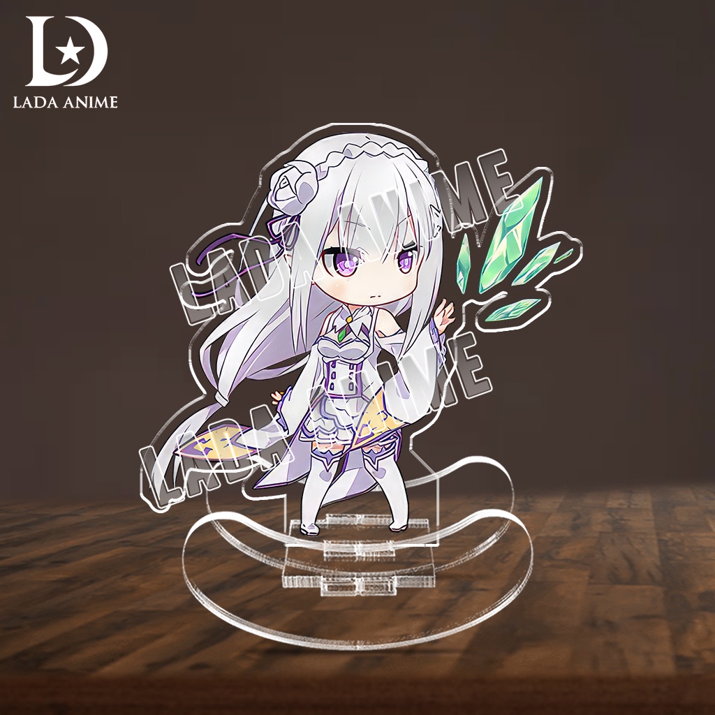 Standee lắc lư acrylics nhân vật Emilia Rem Echidna anime Re: Zero chibi phụ kiện trang trí làm quà tặng Lada Anime