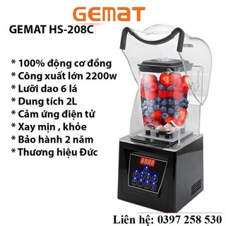 Máy xay sinh tố công nghiệp GEMAT 2200w Bảo hành 24 tháng xay thịt cá rau củ quả, sinh tố ngũ cốc đồ khô xay rau má