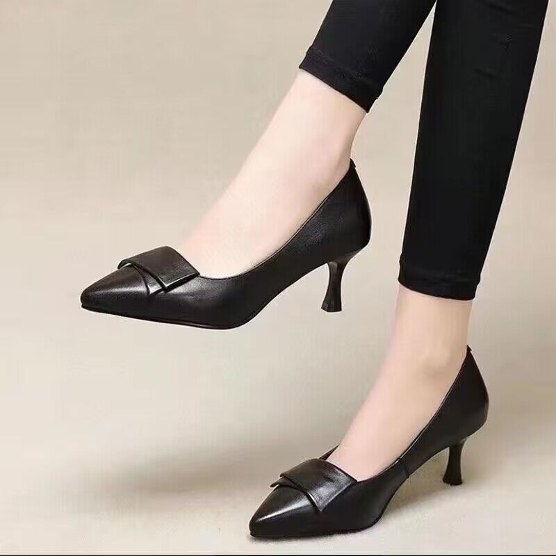 Giày Cao Gót Da Thật Mũi Nhọn Đế Mềm Thời Trang Mùa Xuân 2023 Cho Nữ