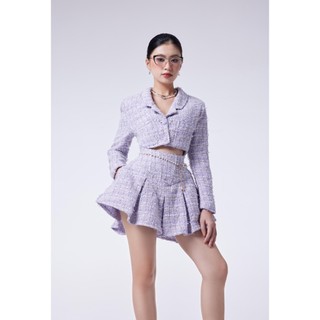 Set khoai tím_set vest và chân váy ngắn - tweed tím