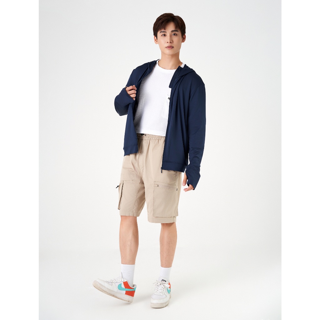 Áo khoác chống nắng nam CANIFA chất liệu polyester co giãn, có mũ kéo khoá mẫu mới 2023 8OT23S001