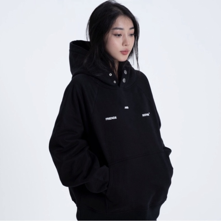 ÁO HOODIE RAGLAN BASIC, Hoodie nỉ bông nam nữ unisex from rộng oversize