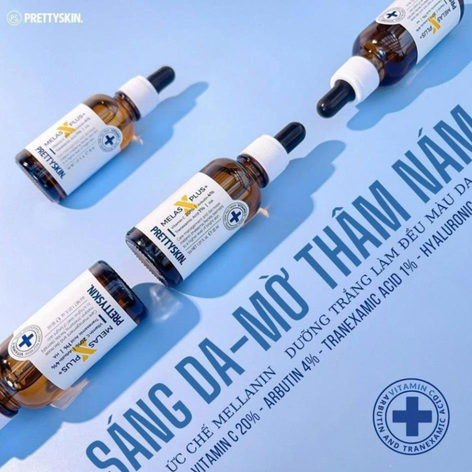 Serum PrettySkin Melas X Plus + , Giúp trắng da, giảm mờ thâm nám dung tích 30ml