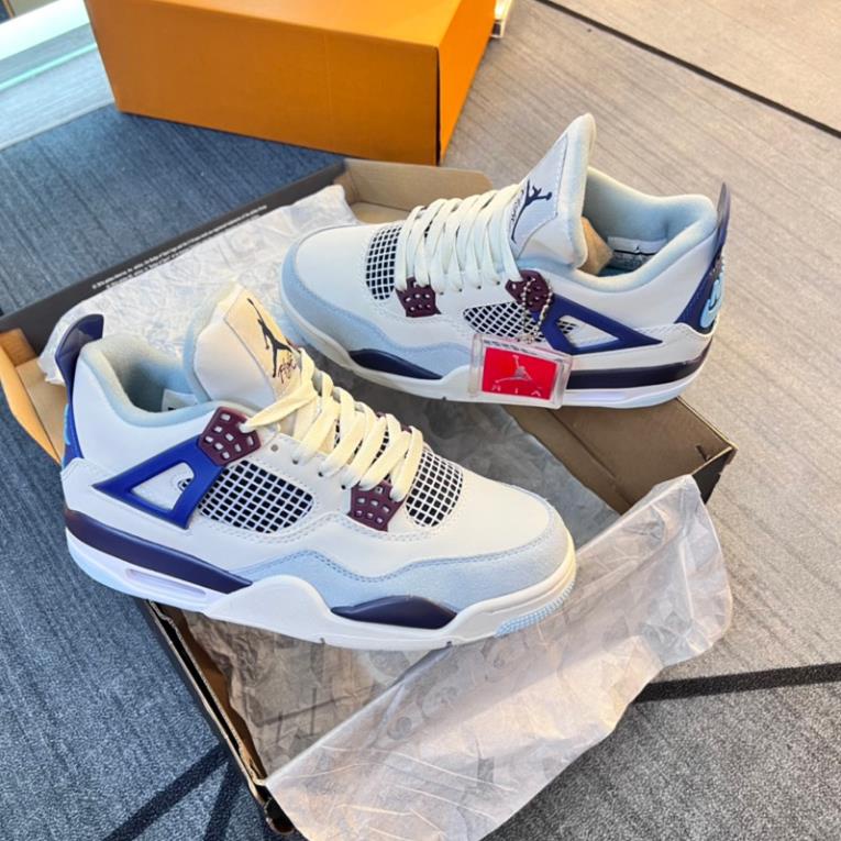 Giày JD4 Military Blue White V2 Da Thật Bản Cao Cấp Dành Cho Nam Nữ