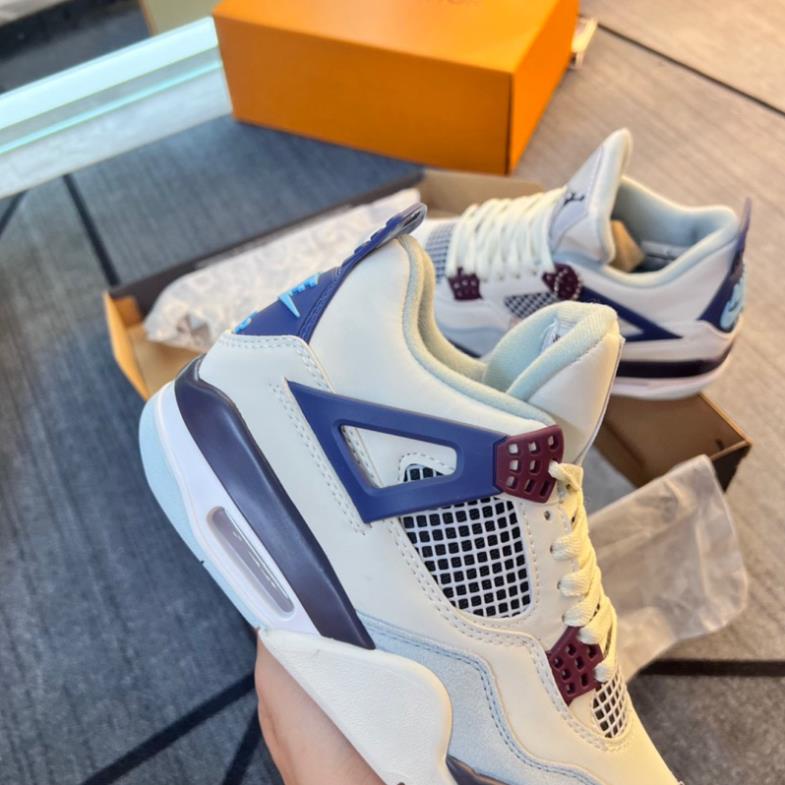 Giày JD4 Military Blue White V2 Da Thật Bản Cao Cấp Dành Cho Nam Nữ