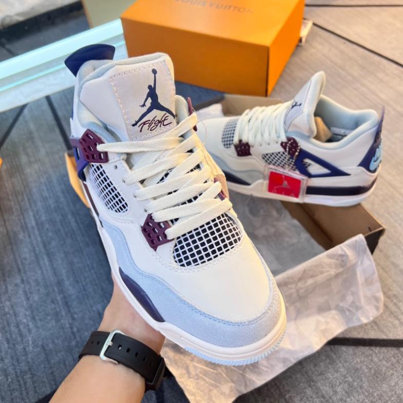 Giày JD4 Military Blue White V2 Da Thật Bản Cao Cấp Dành Cho Nam Nữ