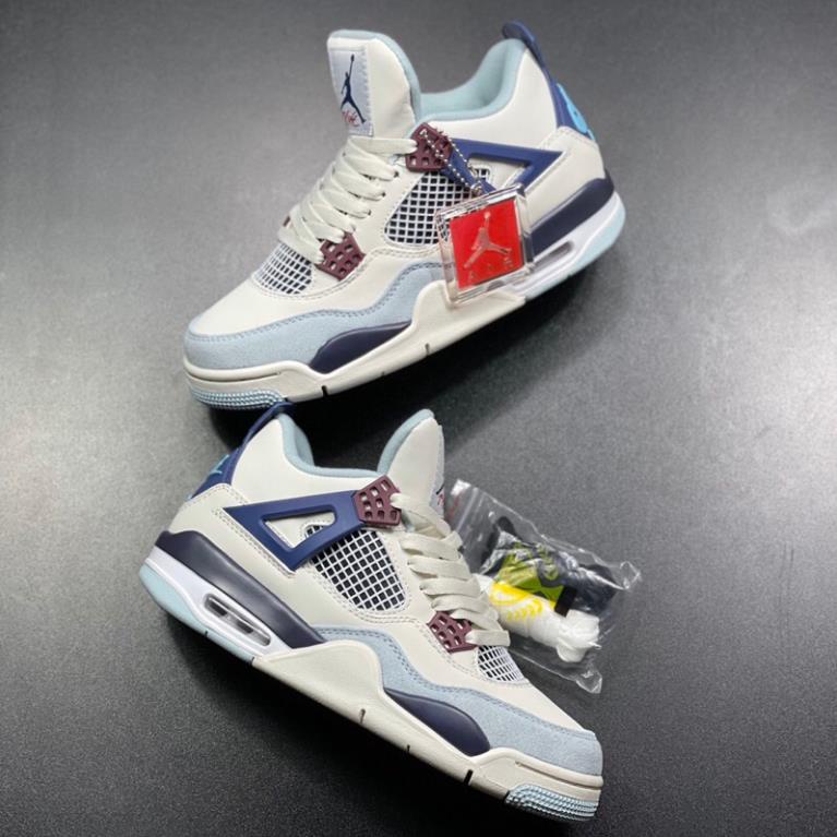 Giày JD4 Military Blue White V2 Da Thật Bản Cao Cấp Dành Cho Nam Nữ