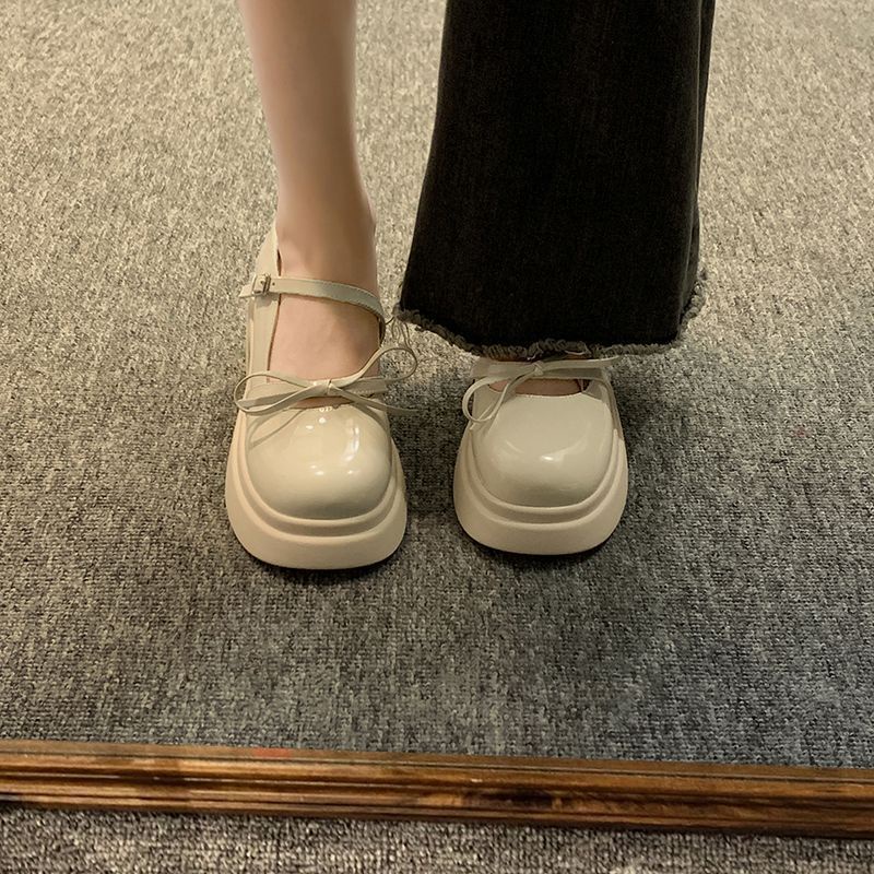 Mary jane Giày Da Đế Dày Phong Cách retro Pháp Thời Trang Xuân Hè Cá Tính