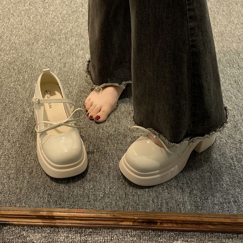 Mary jane Giày Da Đế Dày Phong Cách retro Pháp Thời Trang Xuân Hè Cá Tính
