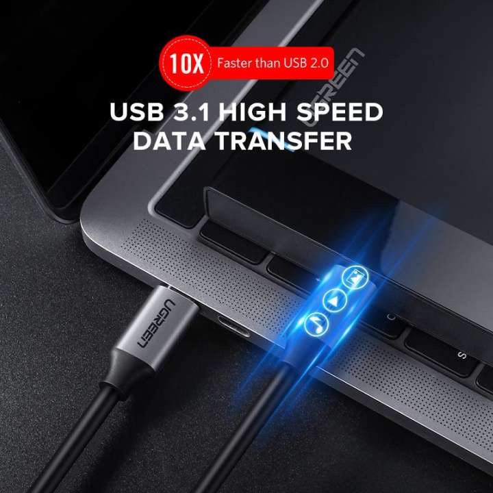 Cáp sạc nhanh bọc nylon USB-C 3.1 UGREEN US161 | PD 60W/3A | Truyền dữ liệu, âm thanh, video 5Gbps | Bảo hành 18 tháng