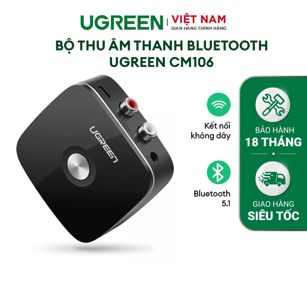 Bộ thu âm thanh Bluetooth Ugreen CM106 Kết nối không dây | Có hỗ trợ aptX | Bảo Hành 18 Tháng 1 Đổi 1 40759