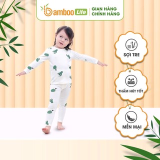 Bộ quần áo dài tay trẻ em sợi tre Bamboo Life BL104 body hình họa tiết xinh cho bé