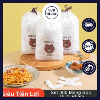 Màng Bọc Thực Phẩm (SET 3 Túi) 100 Cái/Túi Co Giãn Hỉnh Gấu Màng PE Bọc Thực Phẩm, Bảo Quản Thức Ăn