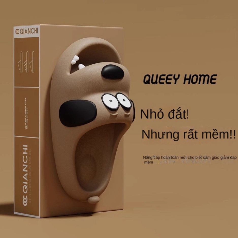 Dép nữ kiểu cute đi trong nhà đế dày chống trượt thoải mái In Hình Chó Pug Hoạt Hình Thời Trang Mùa Hè
