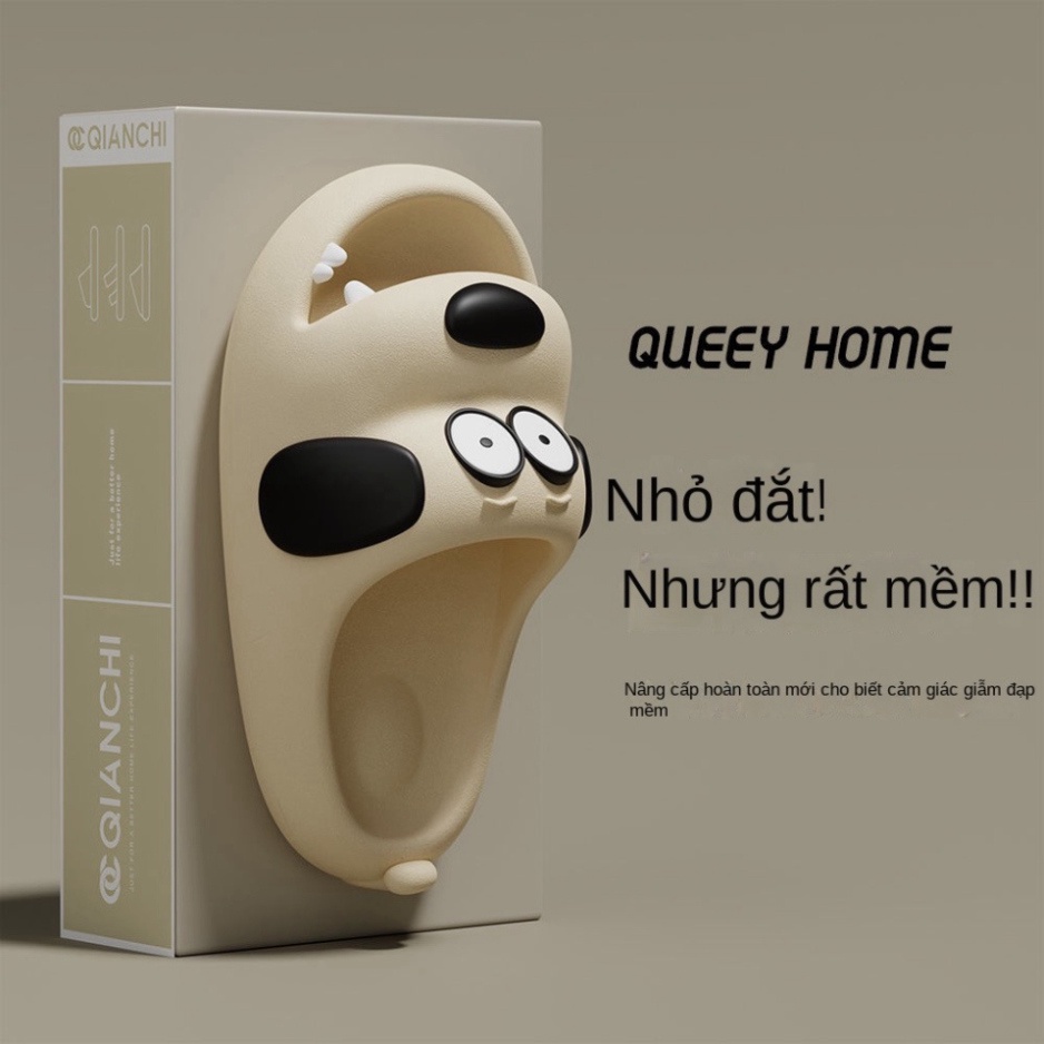 Dép nữ kiểu cute đi trong nhà đế dày chống trượt thoải mái In Hình Chó Pug Hoạt Hình Thời Trang Mùa Hè