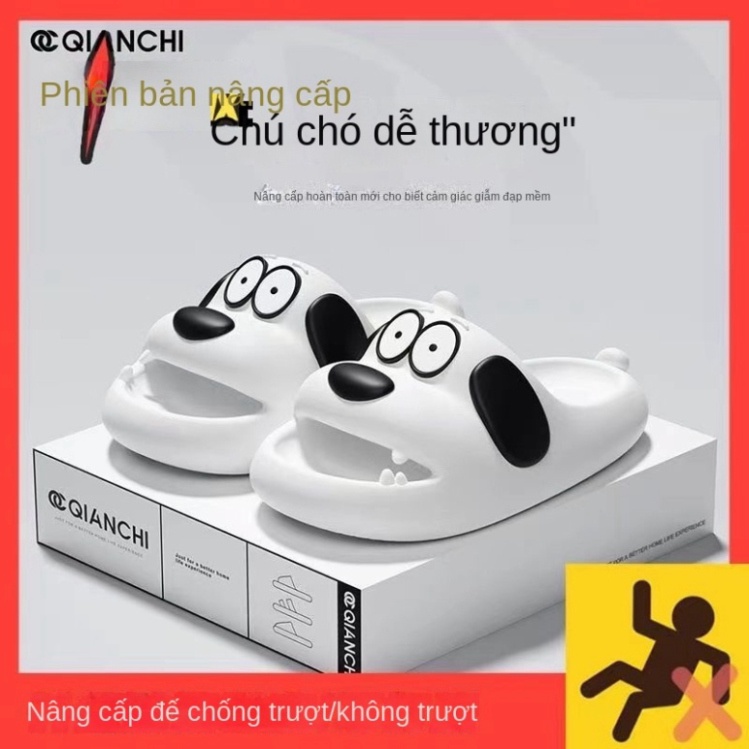 Dép nữ kiểu cute đi trong nhà đế dày chống trượt thoải mái In Hình Chó Pug Hoạt Hình Thời Trang Mùa Hè