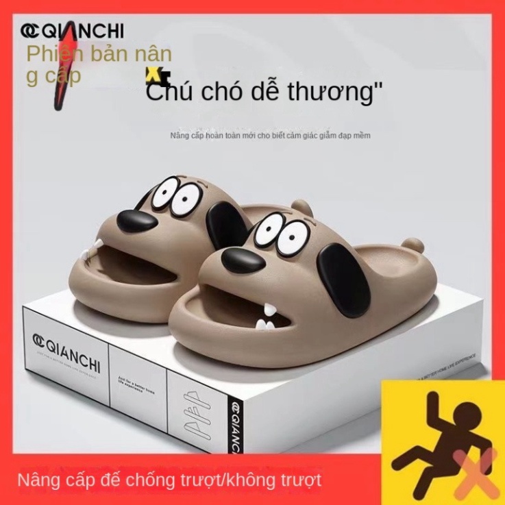 Dép nữ kiểu cute đi trong nhà đế dày chống trượt thoải mái In Hình Chó Pug Hoạt Hình Thời Trang Mùa Hè