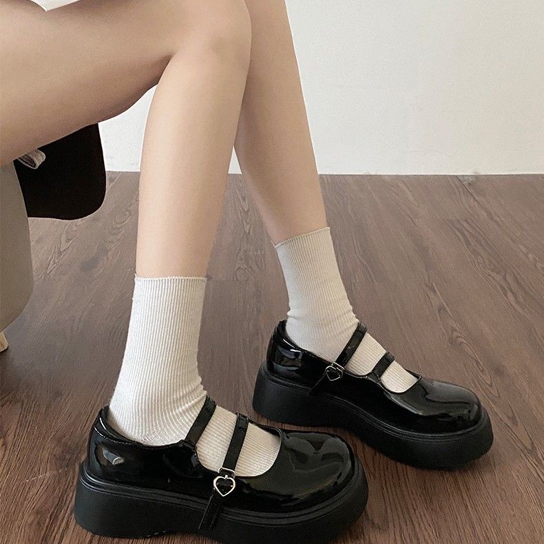 Giày Da Mũi Tròn Đế Dày Thời Trang Mùa Thu Đáng Yêu Cho Nữ