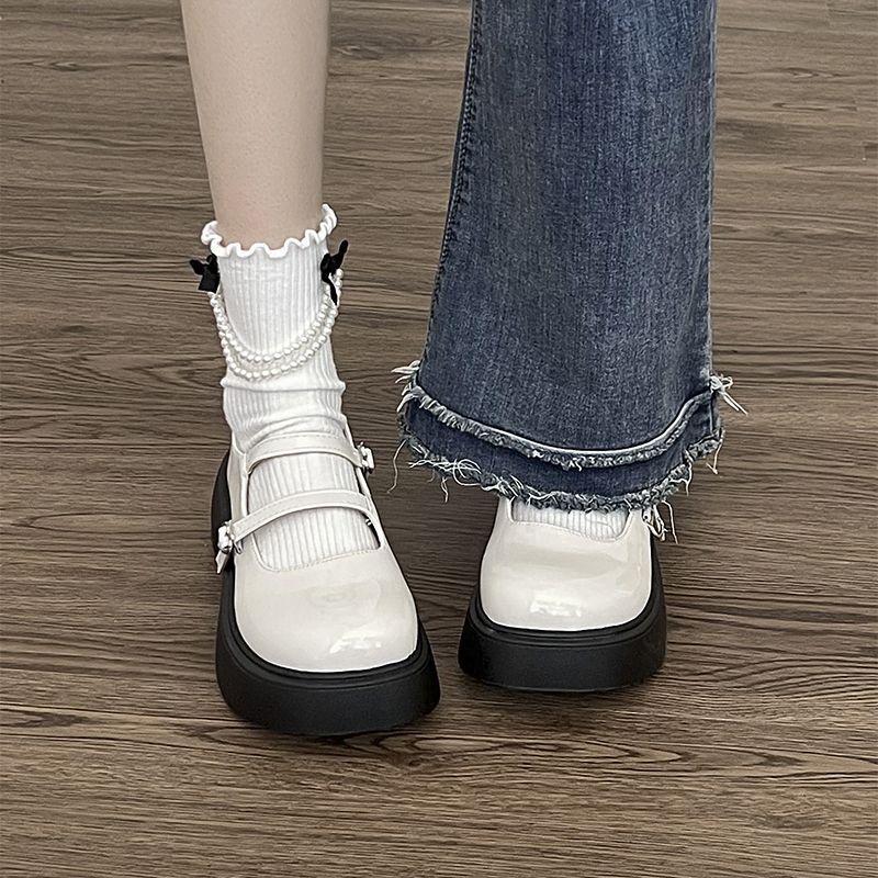 Giày Da Mũi Tròn Đế Dày Thời Trang Mùa Thu Đáng Yêu Cho Nữ