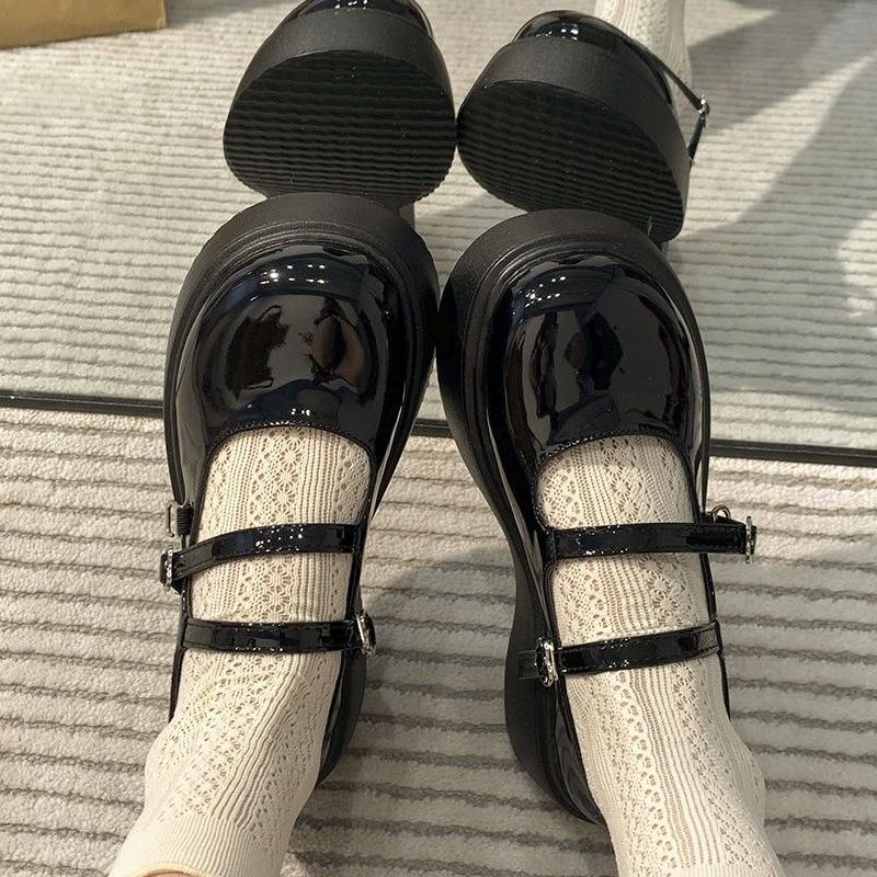 Giày Da Mũi Tròn Đế Dày Thời Trang Mùa Thu Đáng Yêu Cho Nữ