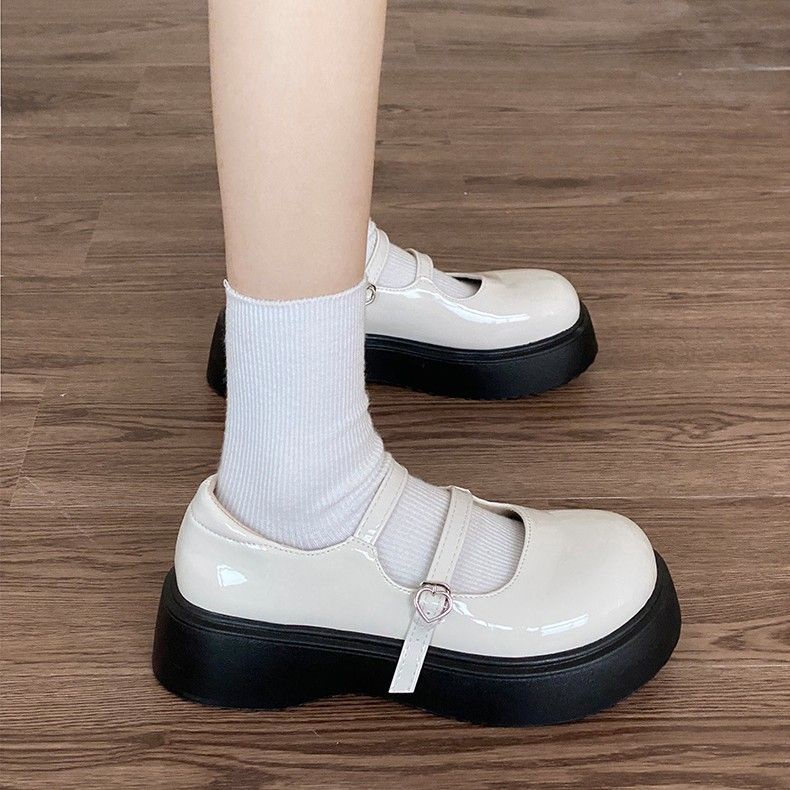 Giày Da Mũi Tròn Đế Dày Thời Trang Mùa Thu Đáng Yêu Cho Nữ
