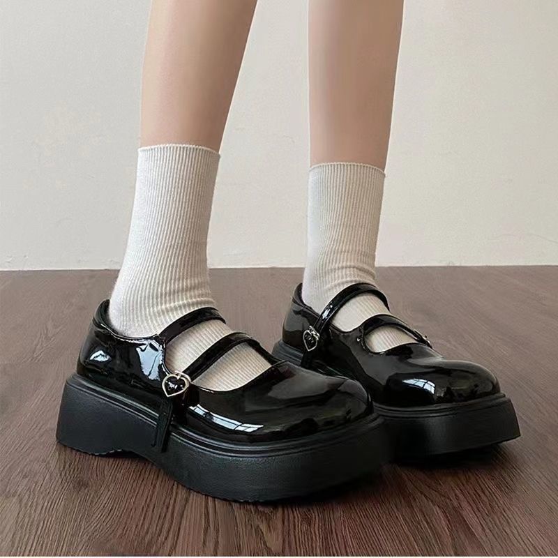 Giày Da Mũi Tròn Đế Dày Thời Trang Mùa Thu Đáng Yêu Cho Nữ