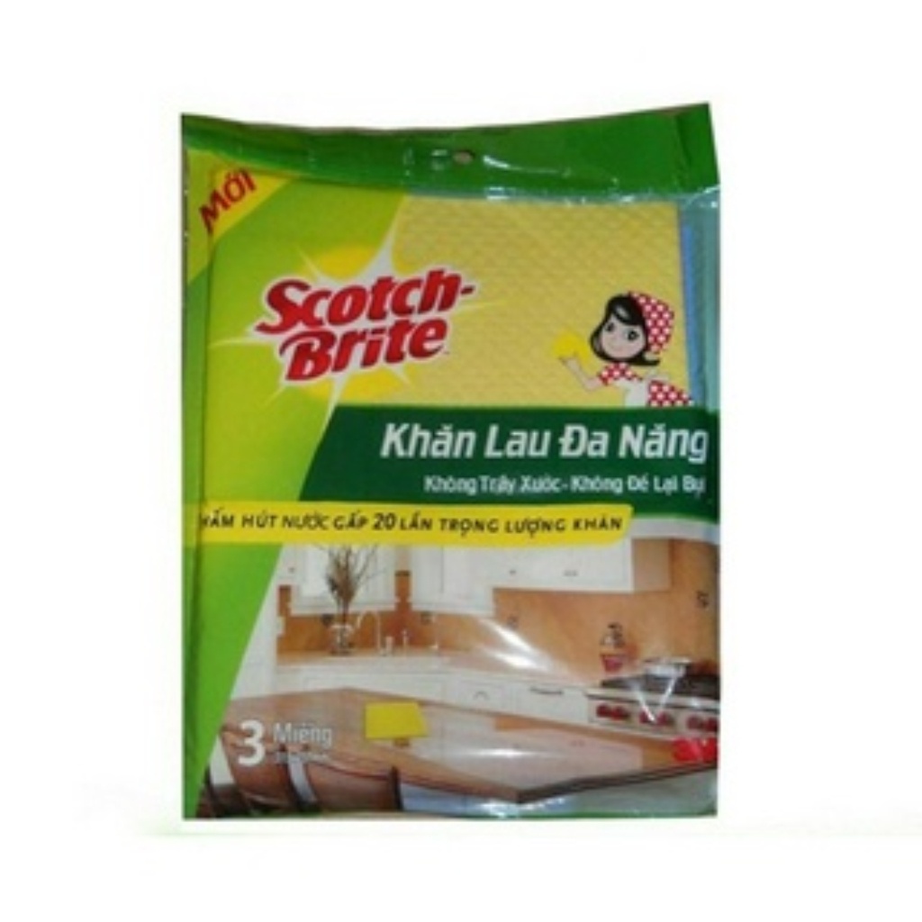 Combo 6 Khăn lau đa năng Scotch Brite 3M 32x26cm không gây trầy xước, thấm hút nước gấp 20 lần, độ bền cao