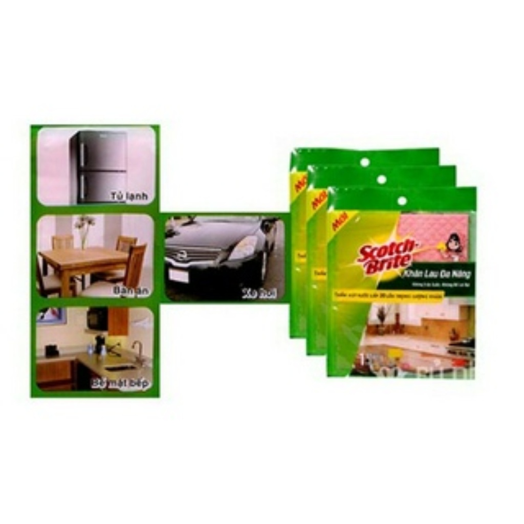 Combo 6 Khăn lau đa năng Scotch Brite 3M 32x26cm không gây trầy xước, thấm hút nước gấp 20 lần, độ bền cao