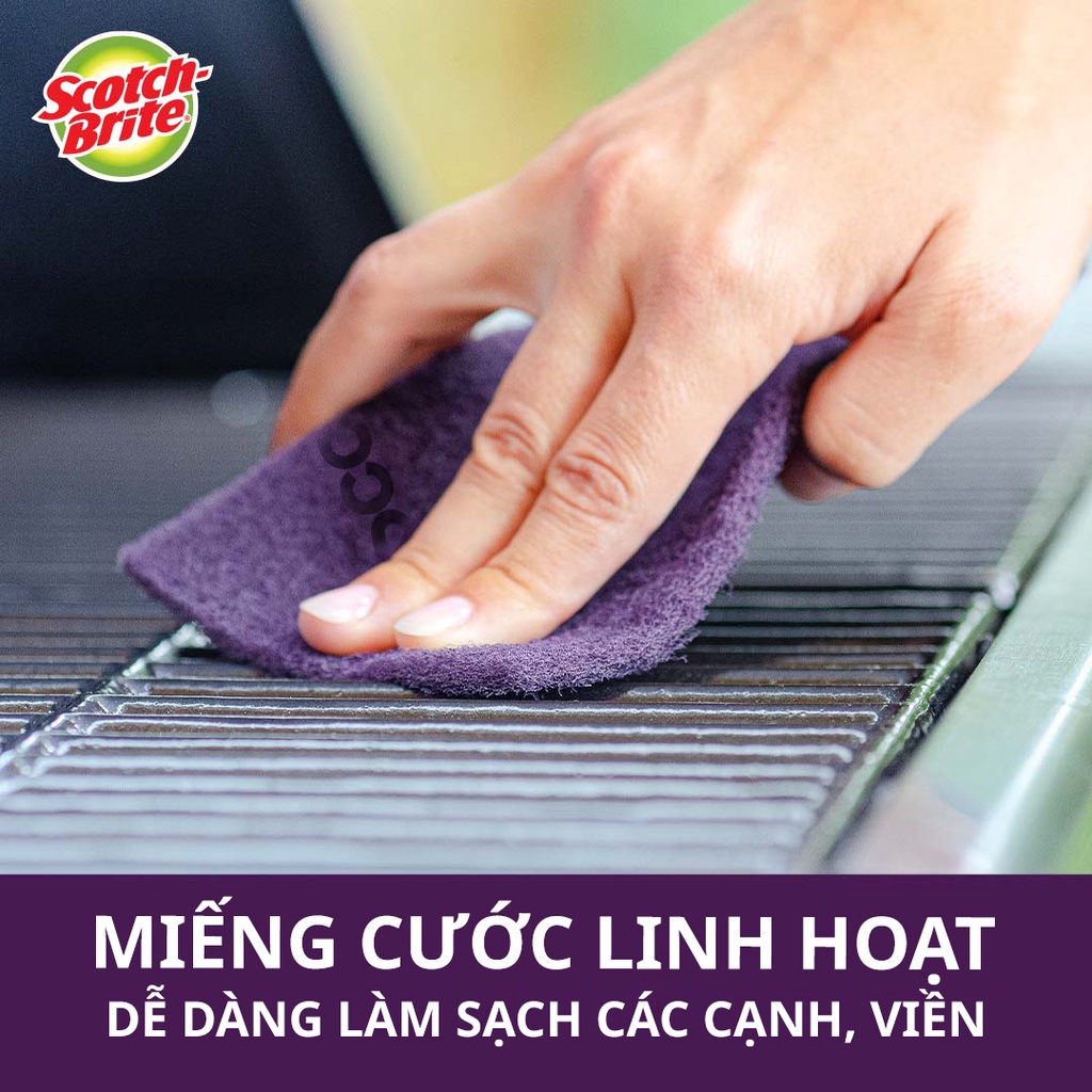 Cước Rửa Chén Siêu Mạnh Scotch Brite - Rửa sạch mọi vết bẩn cứng đầu, an toàn cho vỉ nướng, nồi inox, gang