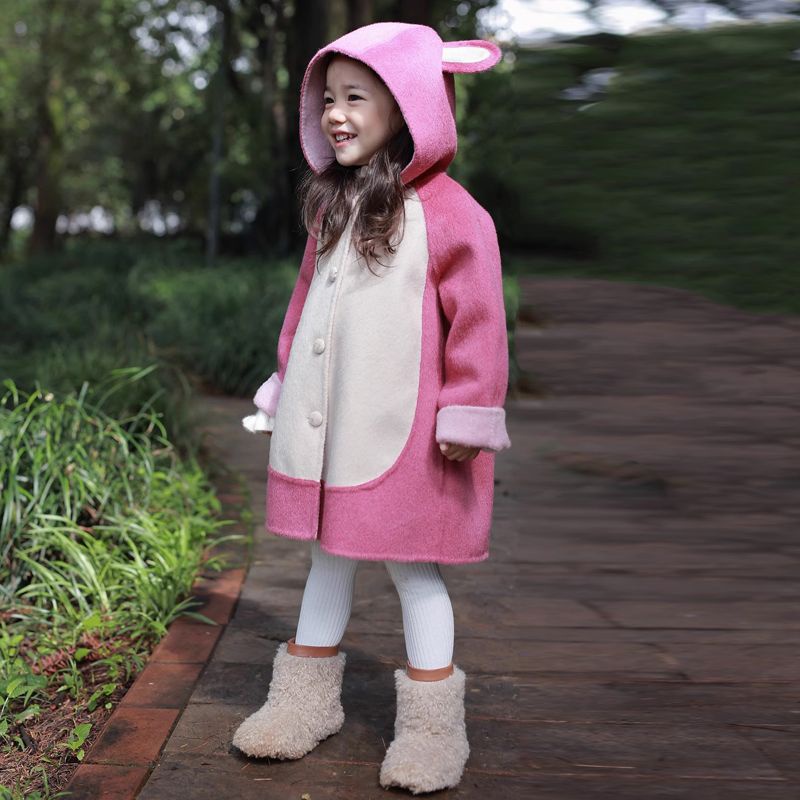 Áo Khoác Len Lông Cừu Ba Lớp Dày Dặn In Hình Gấu Dâu Tây Thời Trang Mùa Đông Hàng Mới 2023 Dành Cho Bé Gái