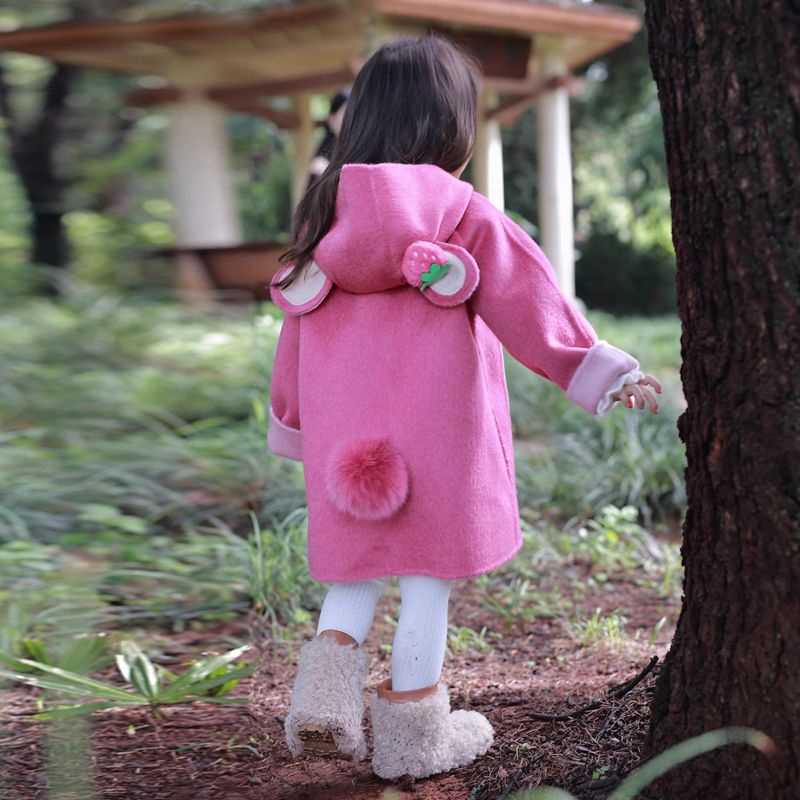 Áo Khoác Len Lông Cừu Ba Lớp Dày Dặn In Hình Gấu Dâu Tây Thời Trang Mùa Đông Hàng Mới 2023 Dành Cho Bé Gái