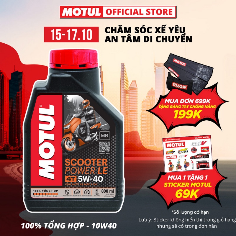 Dầu nhớt xe tay ga MOTUL SCOOTER POWER LE 4T 5W40 0.8L