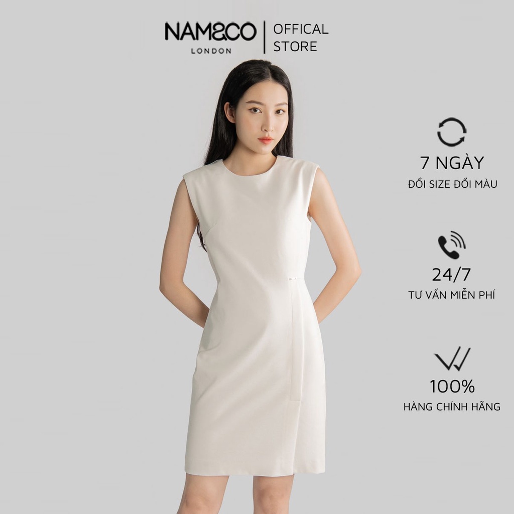 Đầm sát nách nữ Namandco công sở dáng ôm dài ngang gối có xẻ thanh lịch S,M,L xanh, ghi đậm,ghi nhạt ND0289-1