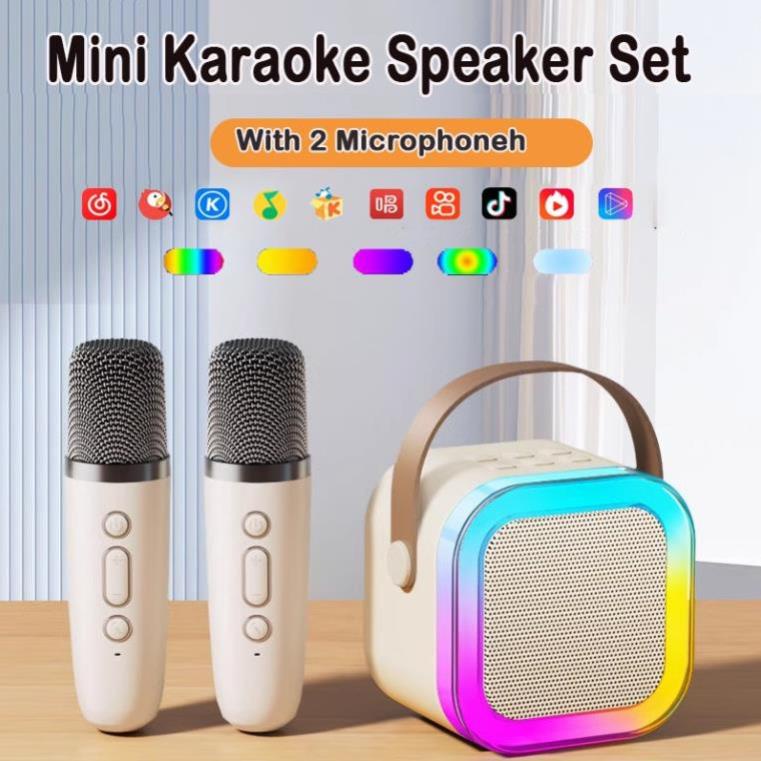 Loa Bluetooth, Loa Karaoke Mini K12 Sạc Pin Không Dây, Âm Thanh Hay Bass Chuẩn Tặng Kèm 2 Míc Hát, Bảo Hành 12 Tháng