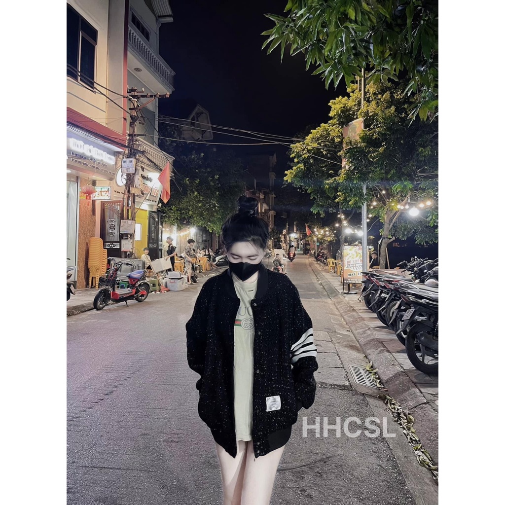 Áo bomber,áo vasity dạ kim tuyến thome from rộng dành cho nam nữ