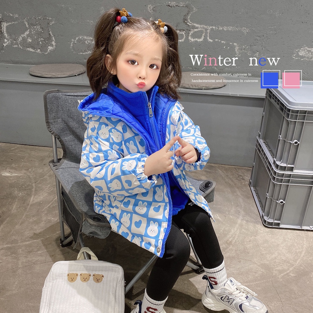Set Áo Khoác Lót Nhung Dày Dặn Phong Cách Hàn Quốc Thời Trang Mùa Đông Mới 2023 Cho Bé Gái