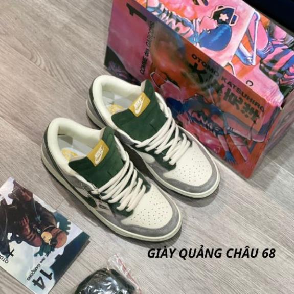 Giày Jordan SB Dunk xanh rêu cam otomo katsuhiro cao cấp, giày JD SB xanh lá rêu xám thấp cổ sc full size