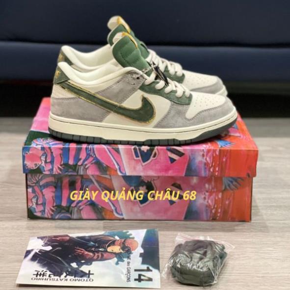 Giày Jordan SB Dunk xanh rêu cam otomo katsuhiro cao cấp, giày JD SB xanh lá rêu xám thấp cổ sc full size