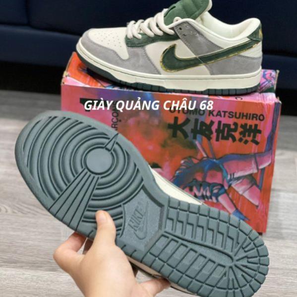Giày Jordan SB Dunk xanh rêu cam otomo katsuhiro cao cấp, giày JD SB xanh lá rêu xám thấp cổ sc full size