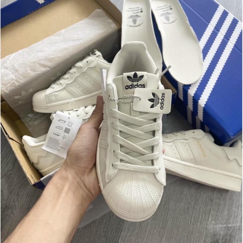 Giày thể thao nữ adidas, giầy adidas superstar mũi sò màu trắng hồng cao cấp full size