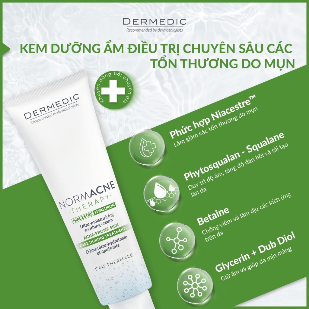 Kem Dưỡng Ẩm Cho Da Dầu Mụn, Da Treatment Dermedic Normacne Ultra Moisturising Soothing Cream 40Ml - Kiềm Dầu, Giảm Mụn