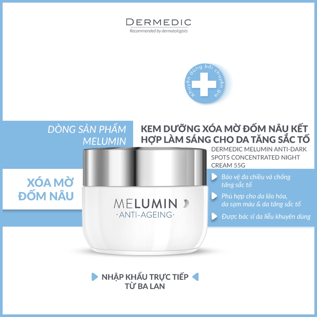 Kem Dưỡng Ẩm Trắng Sáng Da Mờ Thâm Dermedic Melumin Anti-Dark Spots Concentrated Night Cream 55g