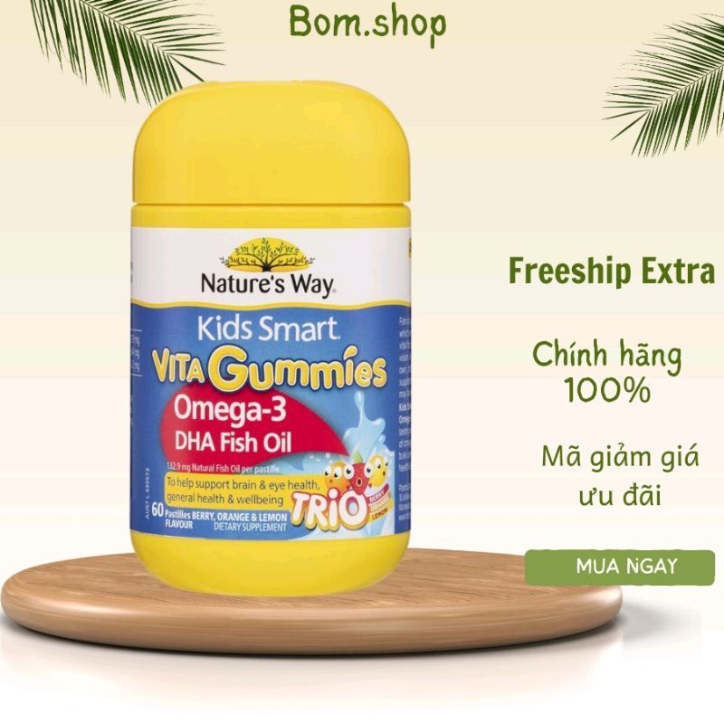 Kẹo dẻo Nature's Way Kids Smart Vita Gummies, Úc (60v) nhiều vị bổ sung vitamin, khoáng chất cho trẻ từ 2 tuổi