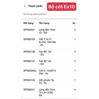 [Tặng L.Đền] Bộ cốt tán Ex150/Ex155 - Ex10 - Ex11/Ex135