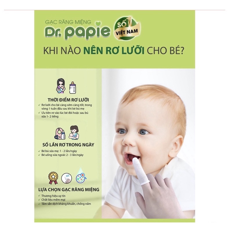 Gạc răng miệng rơ lưỡi cho bé Dr. Papie 30 gói