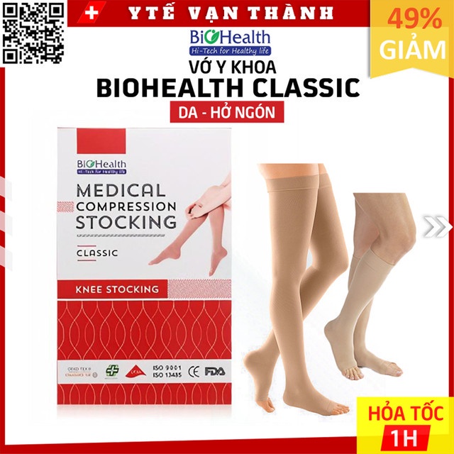 ✅ Vớ Y Khoa Biohealth Classic (Da, Hở Ngón) | Tất Suy Giãn Tĩnh Mạch -VT0717