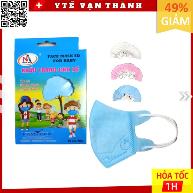 ✅ Khẩu Trang 5D Trẻ Em Famapro 5D 3 lớp kháng khuẩn cho bé -VT0630